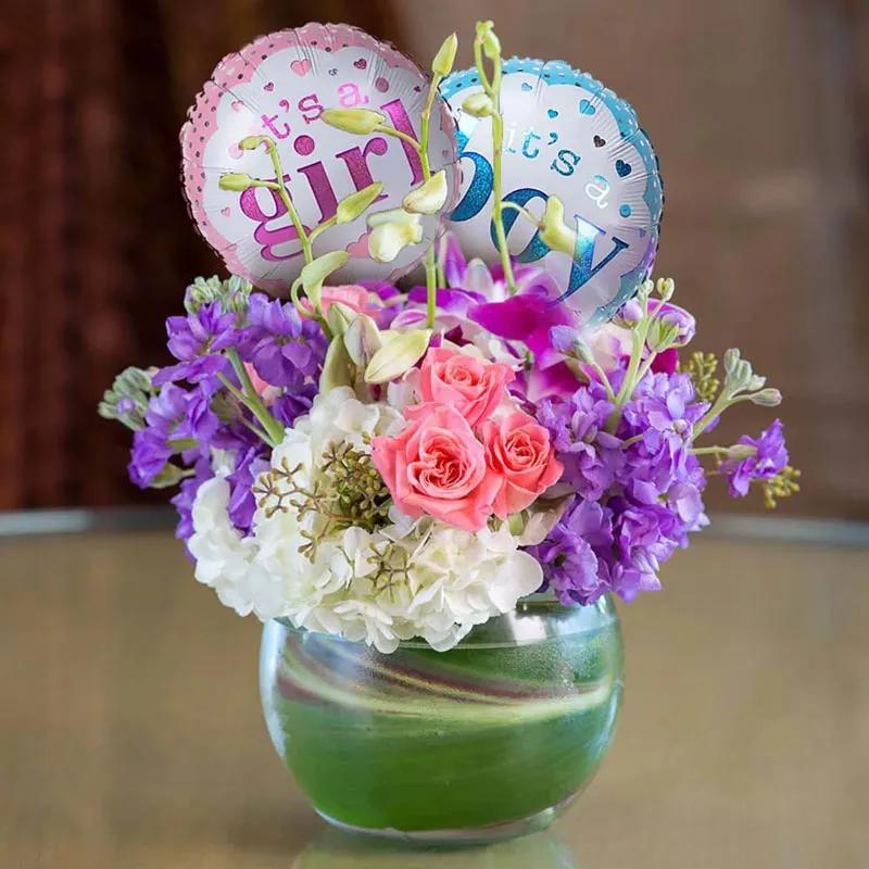 Delighted Flowers and Balloons for Twins