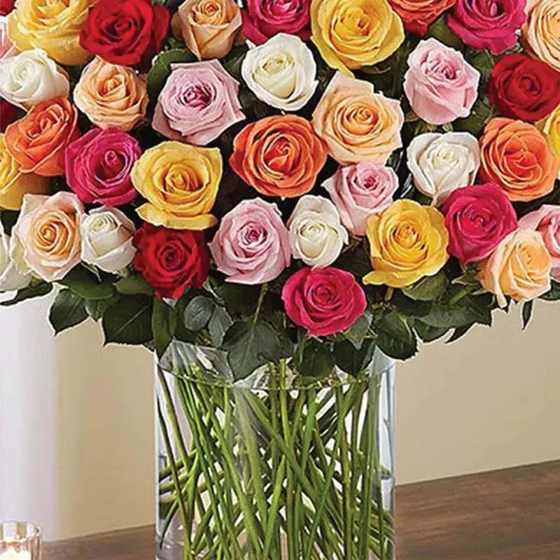 Elegant 100 Mix Color Roses in Vase
