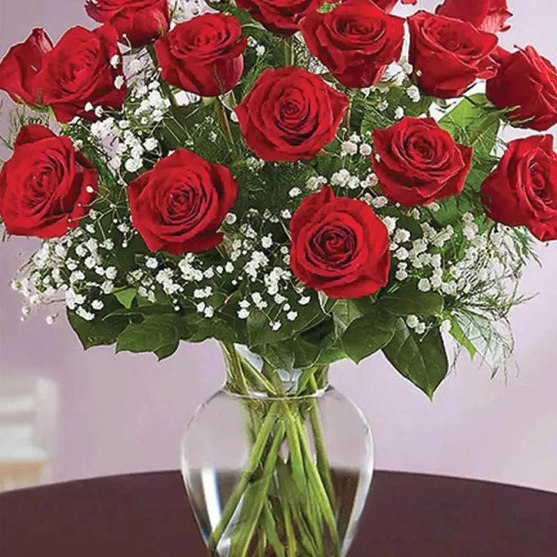 Elegant 20 Red Roses In Vase