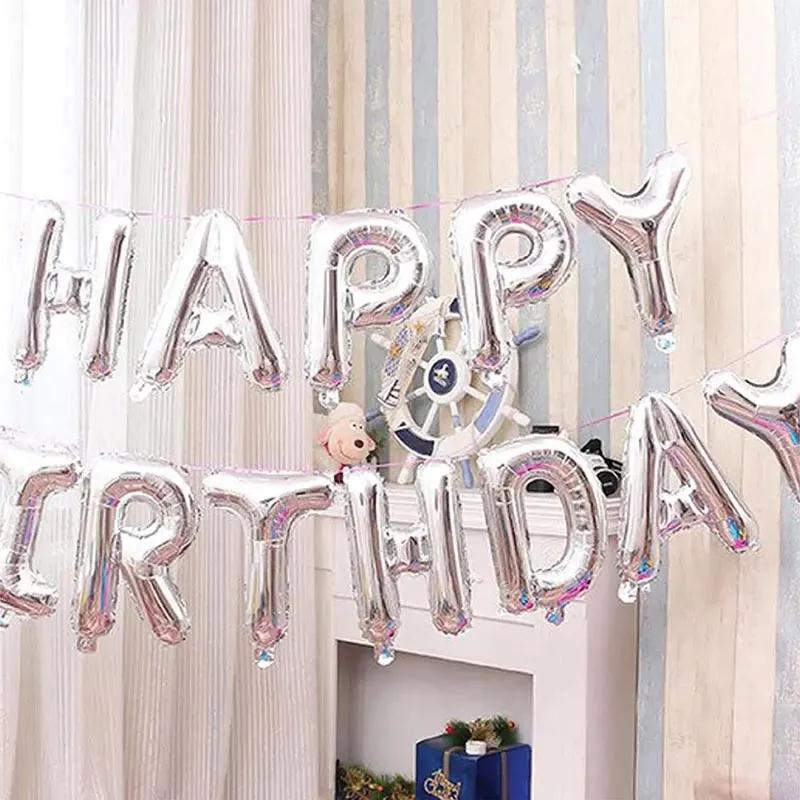 Happy Birthday Silver Letter Balloons