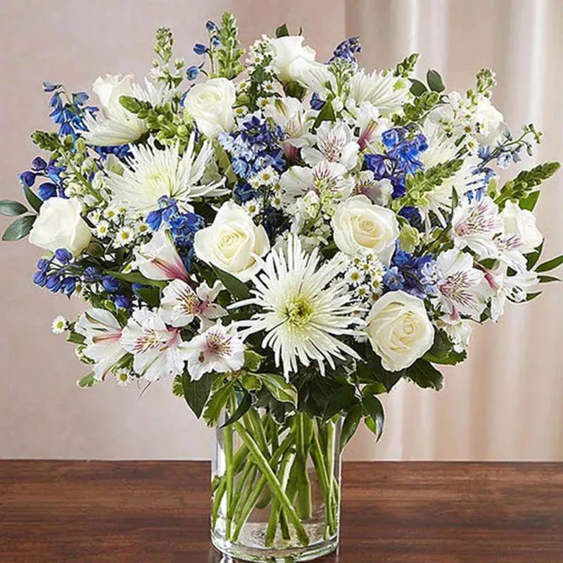 Joyful Blue and White Flowers Vase