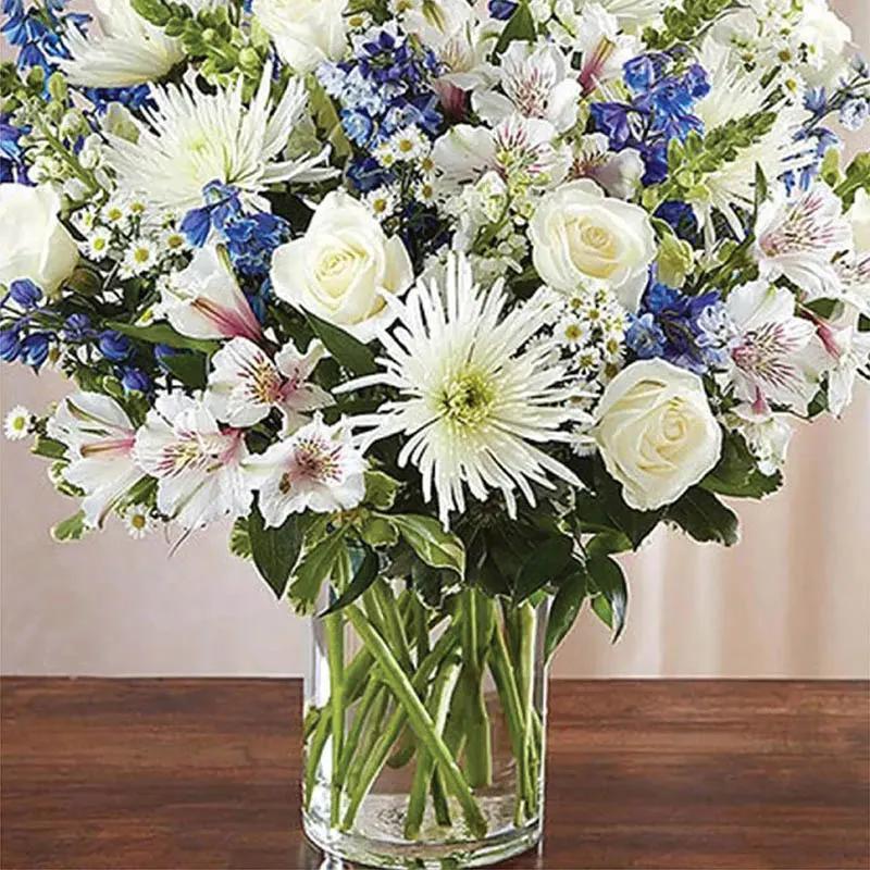 Joyful Blue and White Flowers Vase