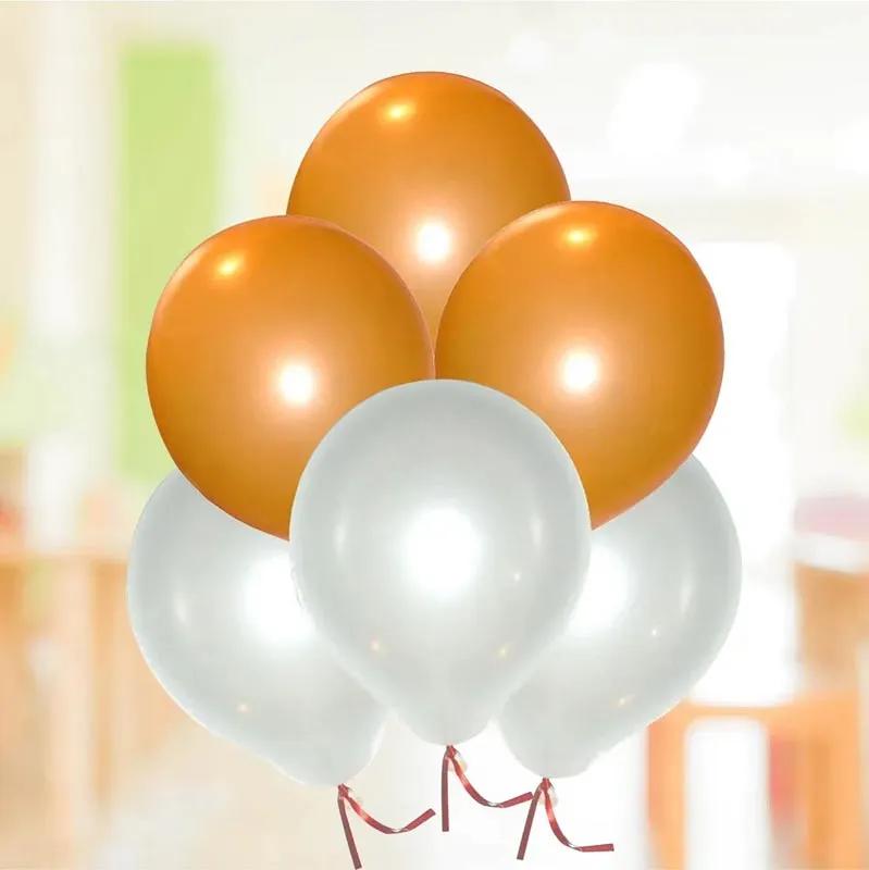 Orange N White Helium Balloons 10 Pcs