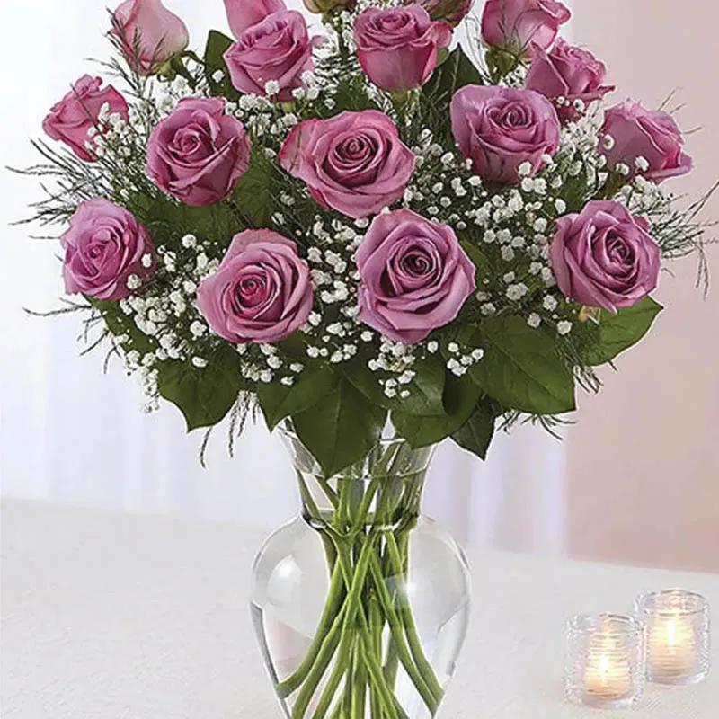Passionate 20 Purple Roses In Vase