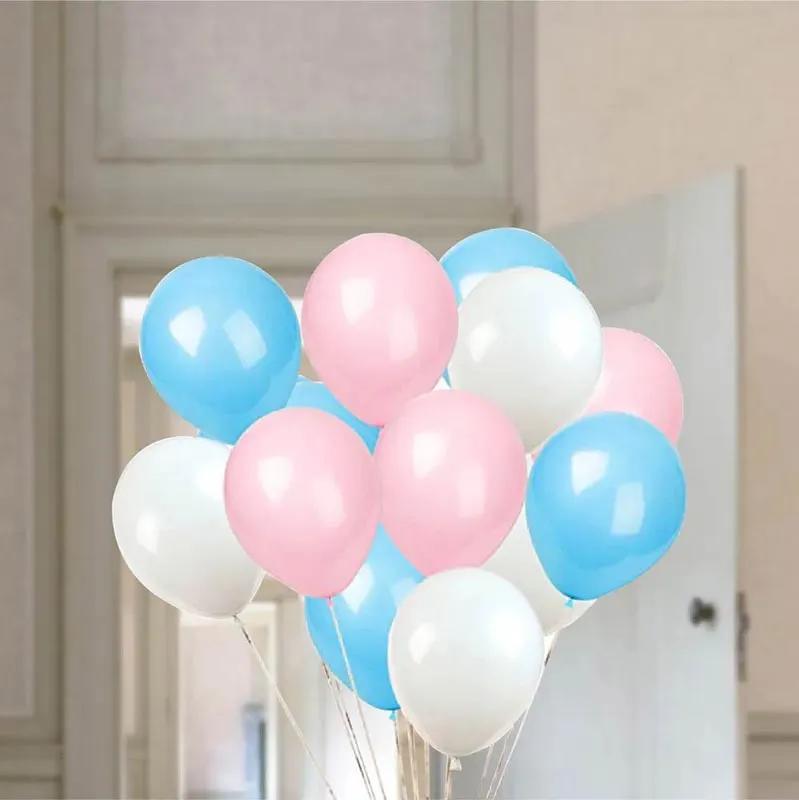 Pink Blue N White Helium Balloons 12 Pcs