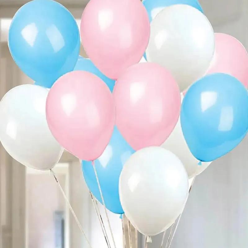 Pink Blue N White Helium Balloons 12 Pcs