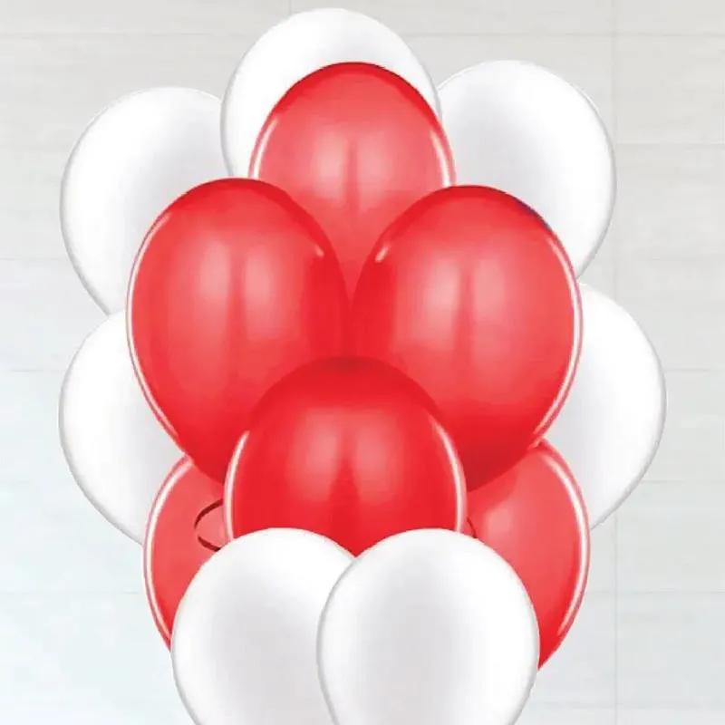Red and White Helium Balloons 10 Pcs