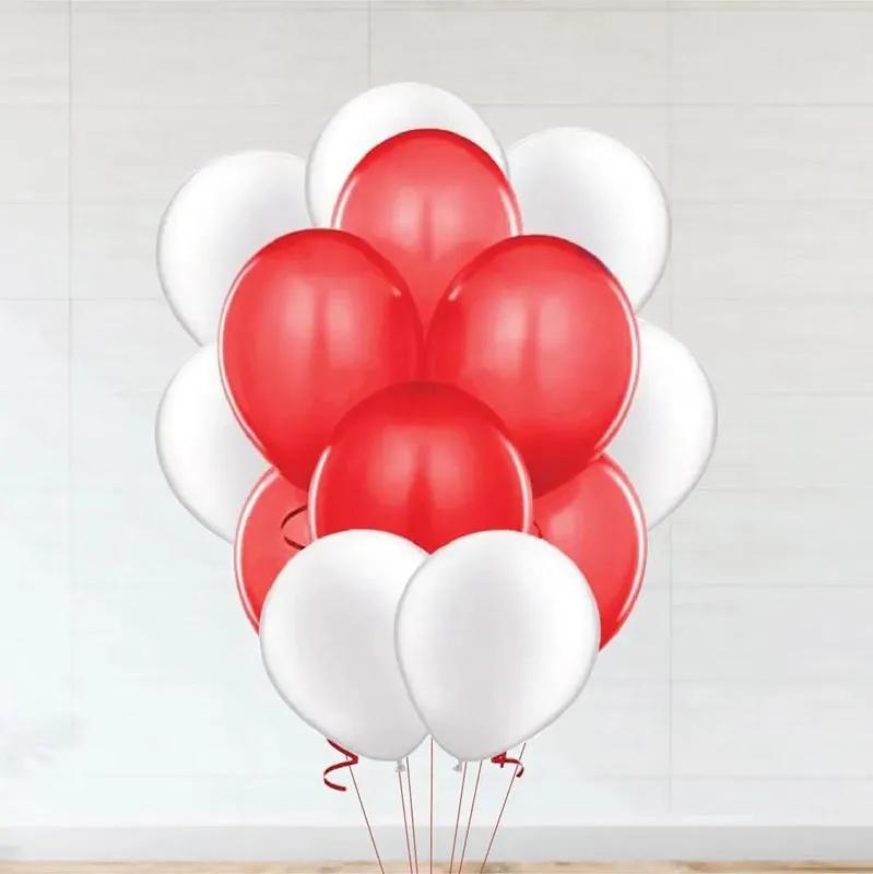 Red and White Helium Balloons 10 Pcs