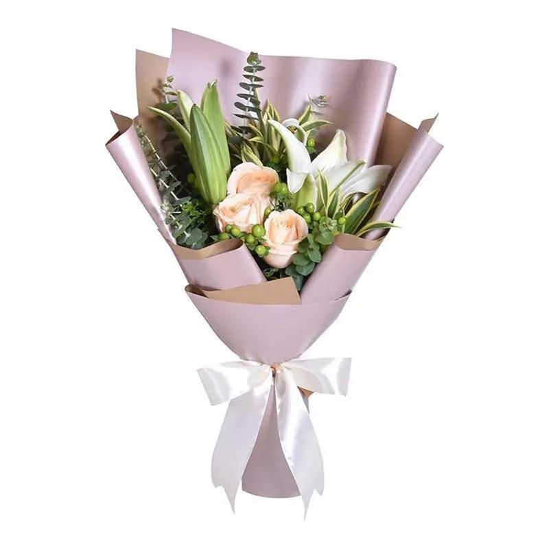 Roses N Lily Bouquet with Personalised Mug