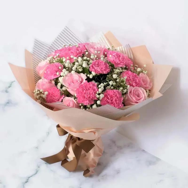 Rustic Pink Bouquet N Personalised Mug