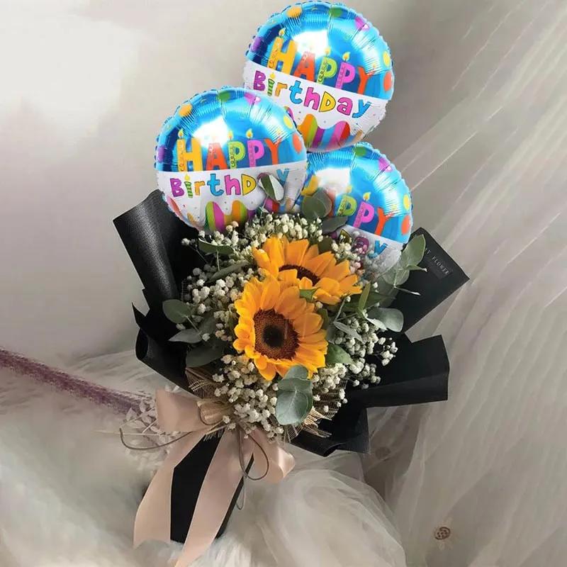 Sunflower Delight and 3 Birthday Balloon