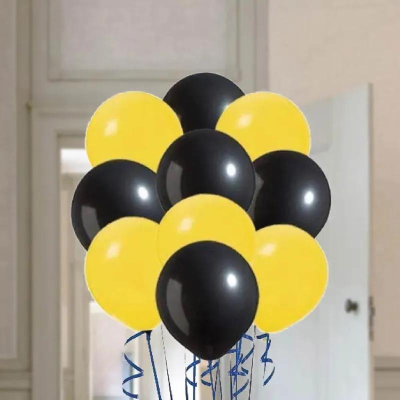 Yellow N Black Helium Balloons 10 Pcs