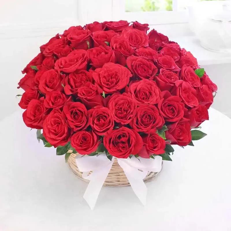 51 Red Roses in Basket