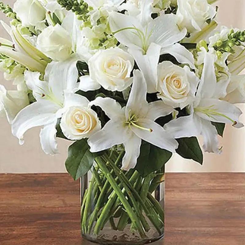 All White Classic Flowers In Vase