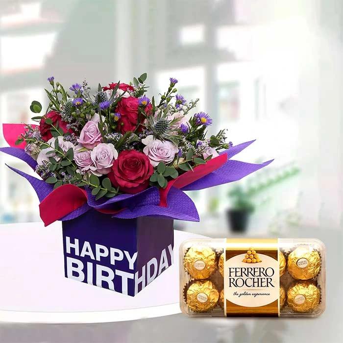 Birthday Wishes Flowers n ferrero rocher