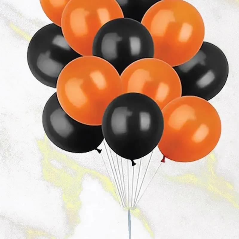 Black and Orange Helium Balloons 12 Pcs