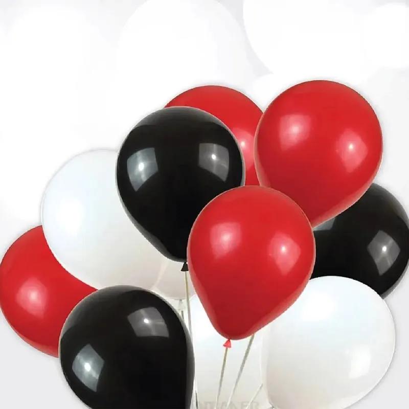 Black White N Red Helium Balloons 12 Pcs