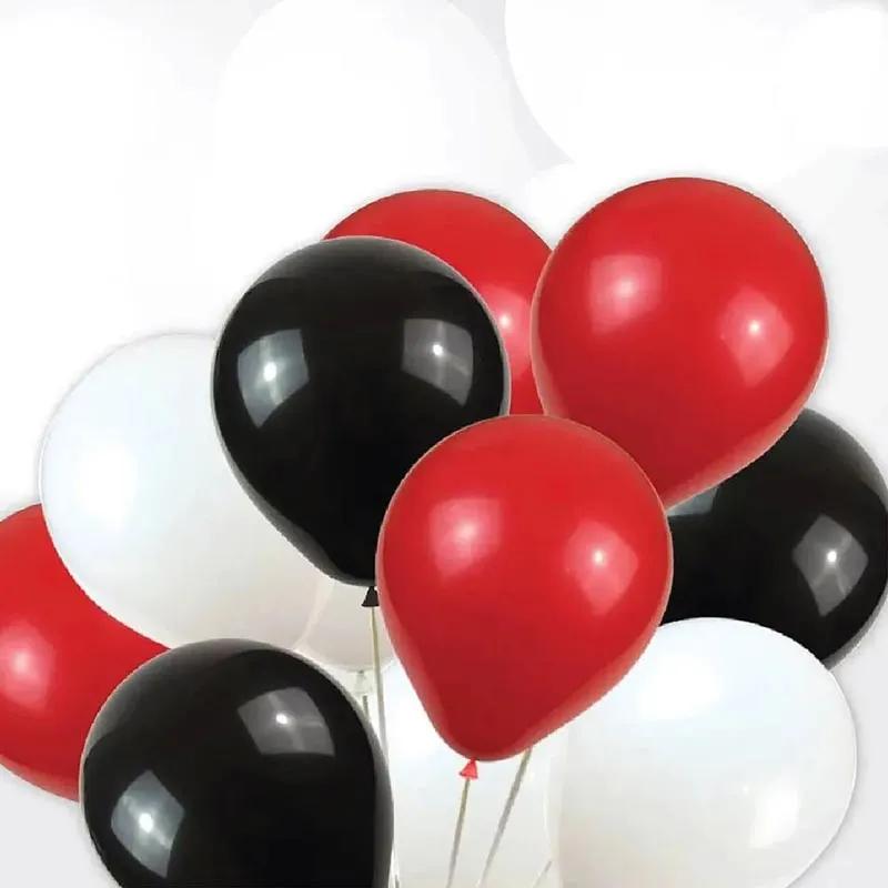 Black White N Red Helium Balloons 12 Pcs