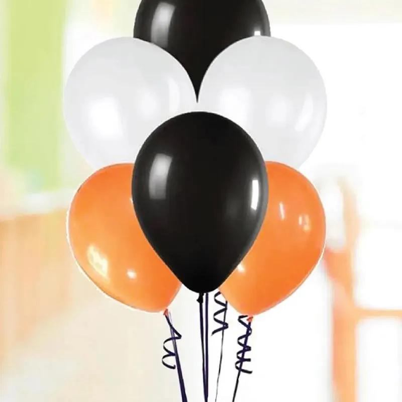 Black White N Orange Helium Balloons 10 Pcs