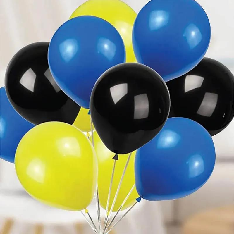 Blue Black N Yellow Helium Balloons 12 Pcs