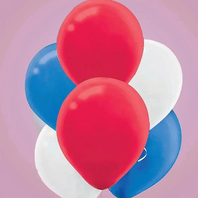 Blue White N Red Helium Balloons 12 Pcs