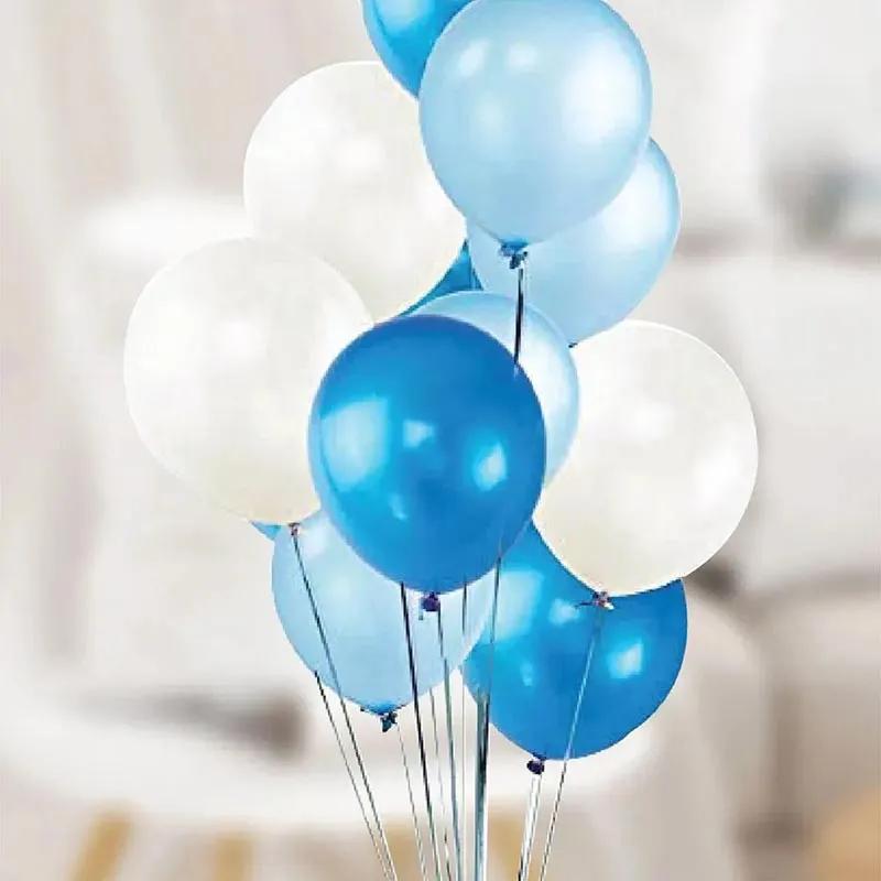 Blue White N Sky Blue Helium Balloons 12 Pcs