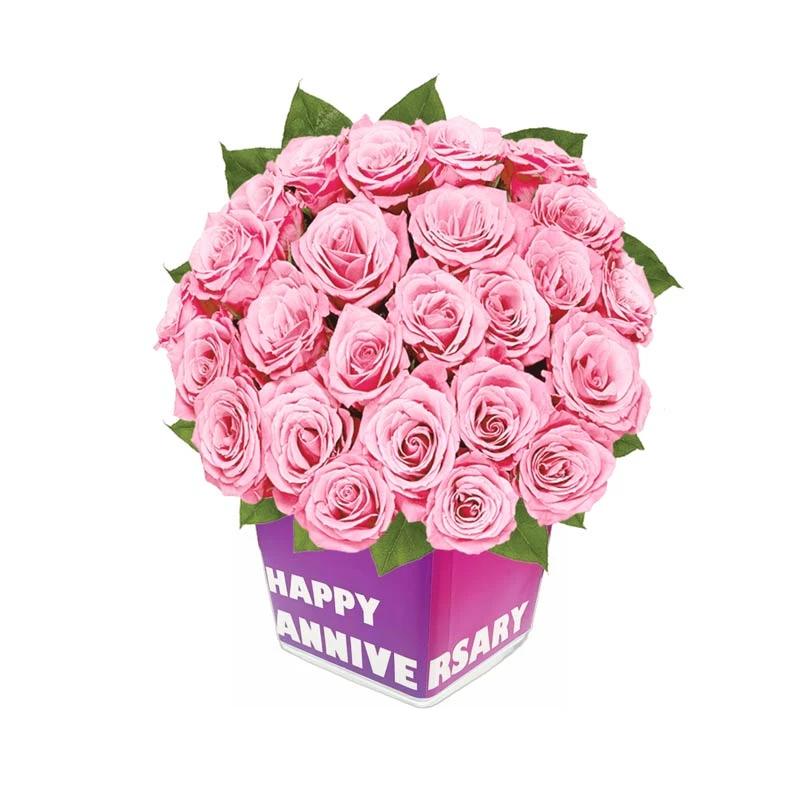 Blushing Beauty Bouquet Pink Roses Anniversary Vase