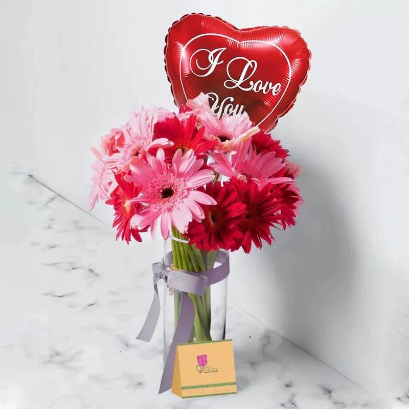 Captivating Gerberas and I Love You Balloon