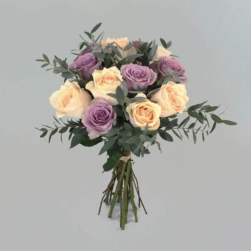 Charm of Peach and Purple Roses