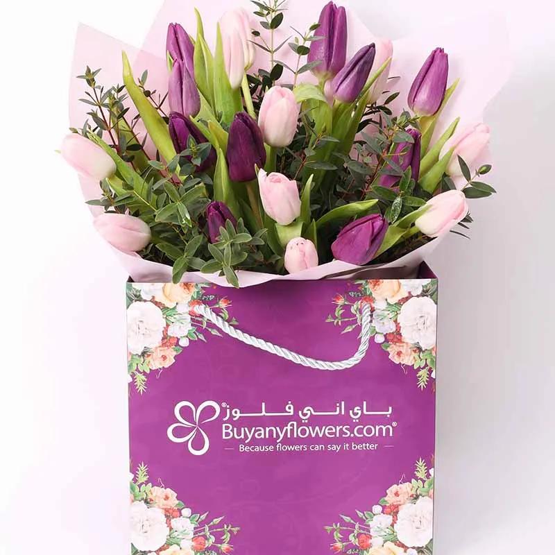 Charming 21 Pink and Purple Tulips Bag
