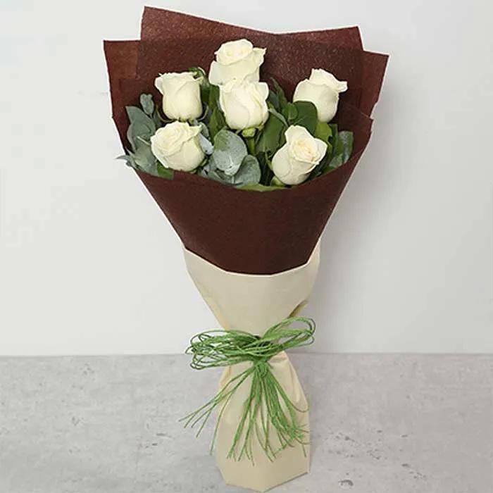 Charming White Roses Bouquet Standard