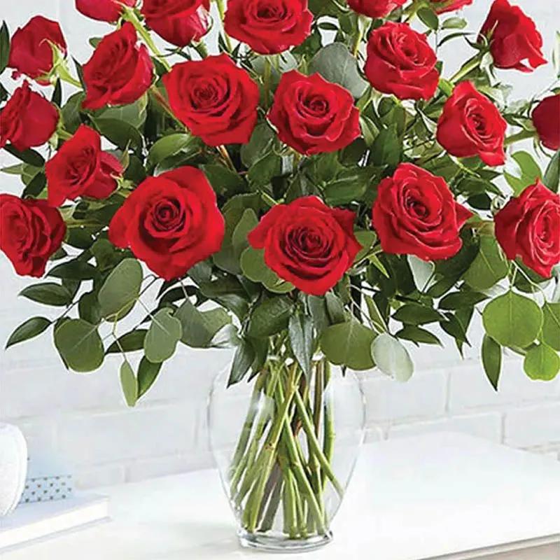 Elegant 25 Red Roses In Vase