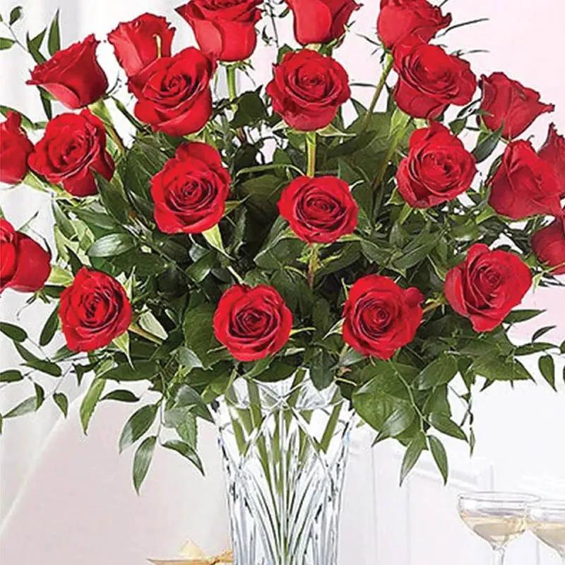 Elegant Two Dozen Roses In Vase