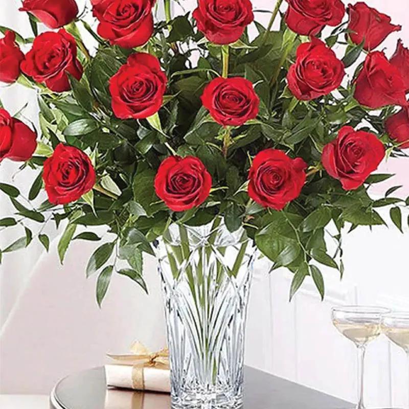 Elegant Two Dozen Roses In Vase