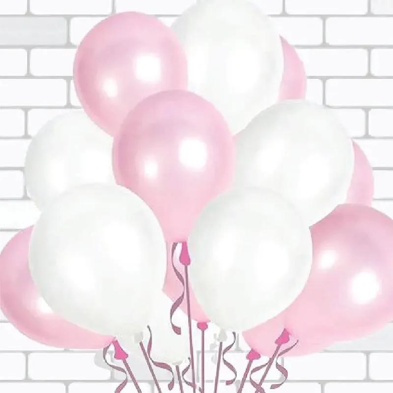 Pink and White Helium Balloons 10 Pcs