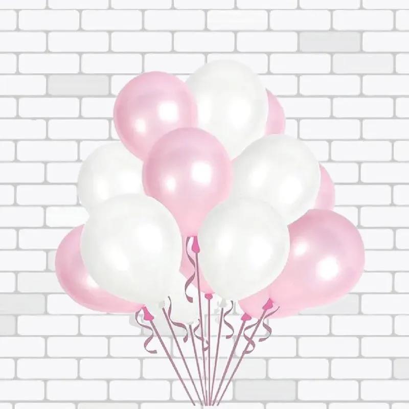 Pink and White Helium Balloons 10 Pcs