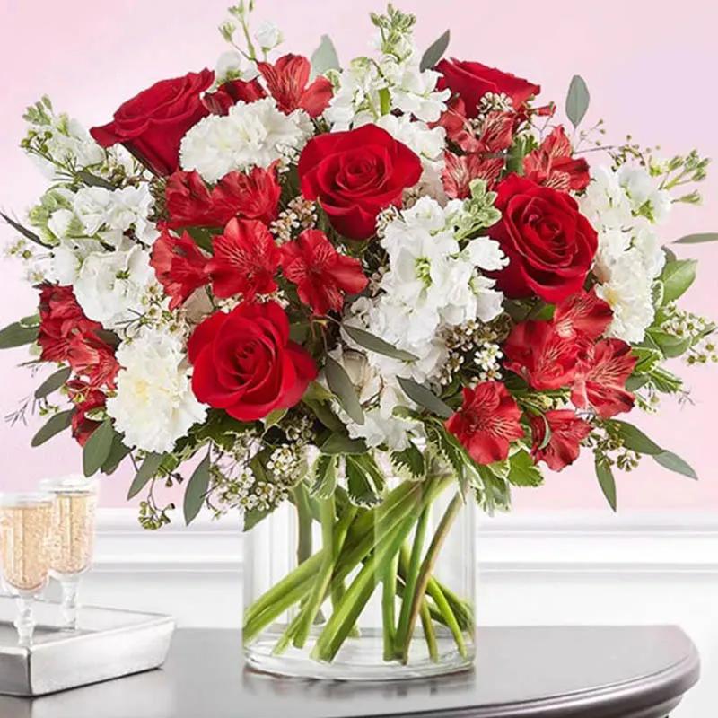Red and White Flower Arrangement