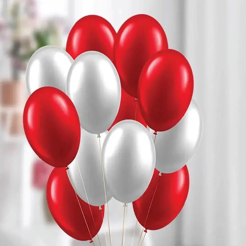 Red and White Helium Balloons 15 Pcs