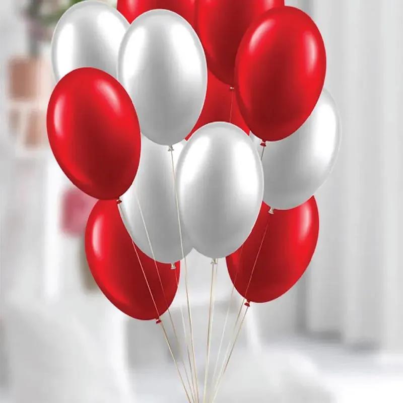 Red and White Helium Balloons 15 Pcs
