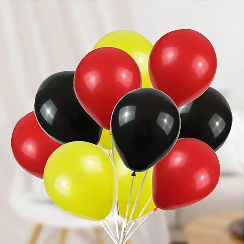 Red Black N Yellow Helium Balloons 12 Pcs