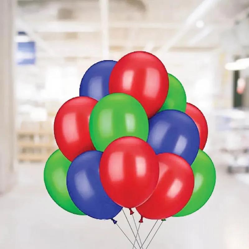 Red Green N Blue Helium Balloons 12 Pcs