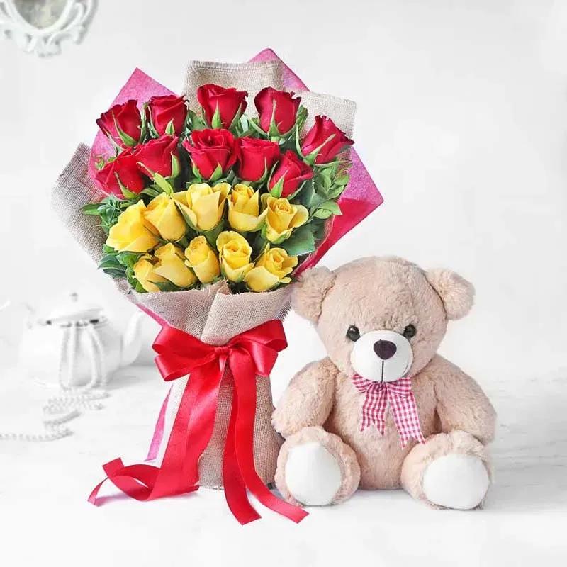 Roses Bouquet and Soft Toy