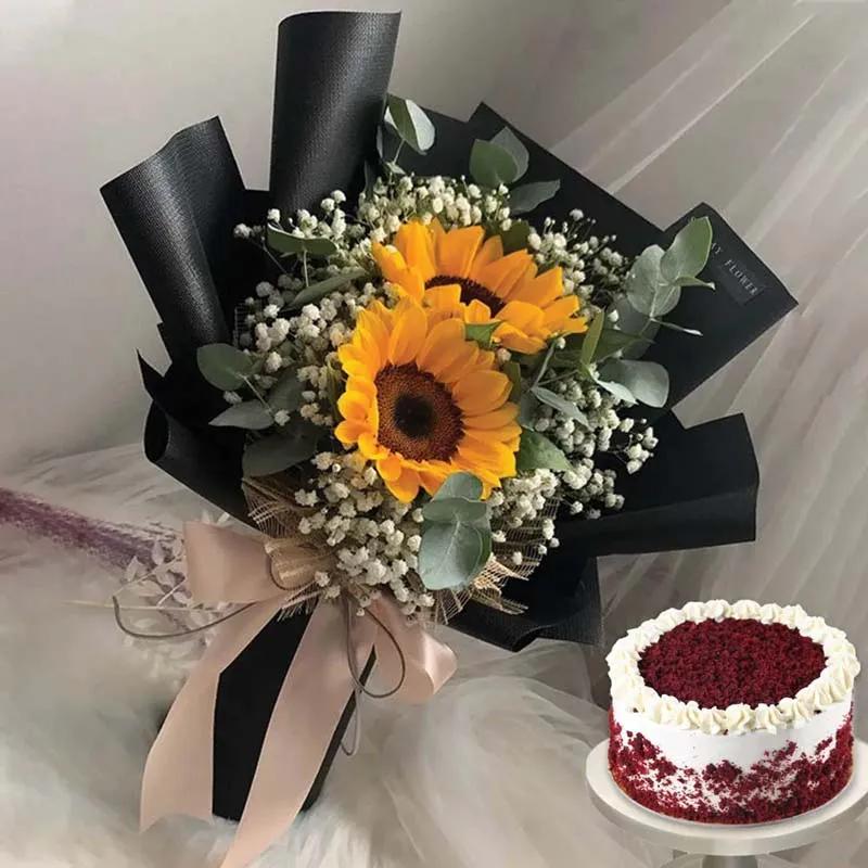 Sunflower Delight and Red Velvet Cake