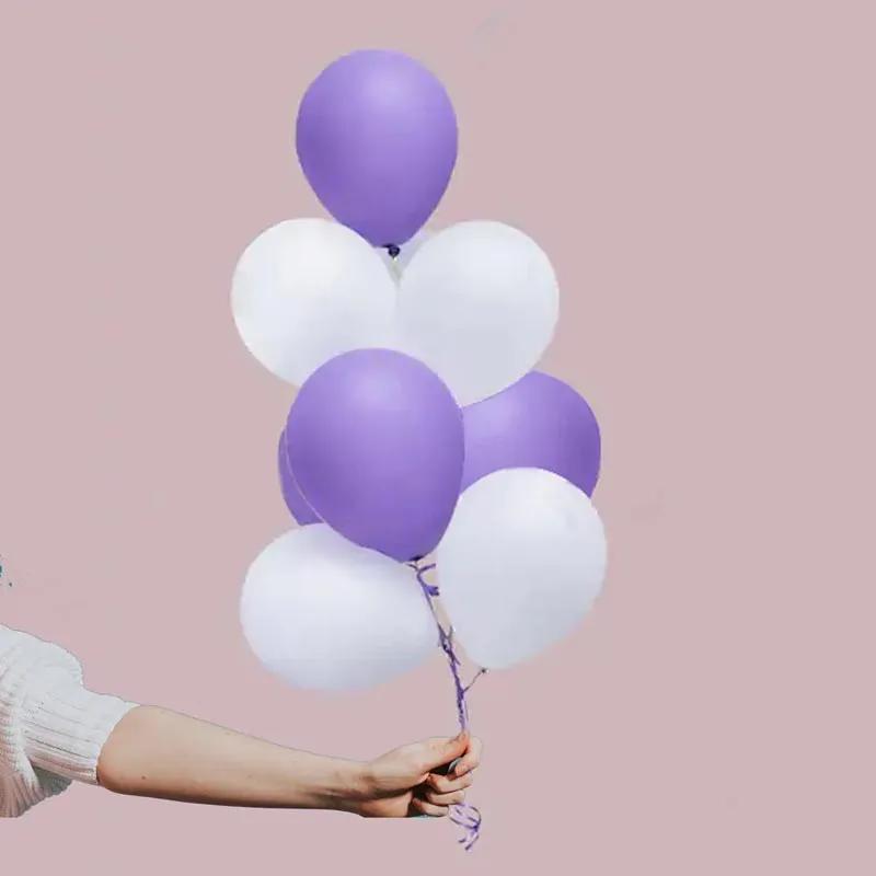 White and Purple Helium Balloons 10 Pcs