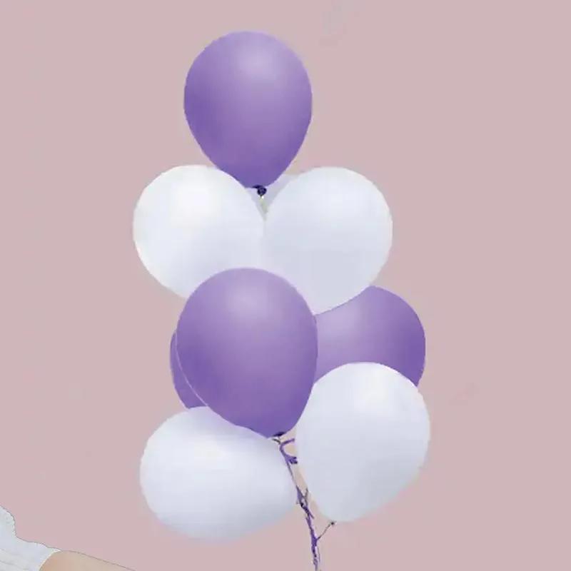 White and Purple Helium Balloons 10 Pcs
